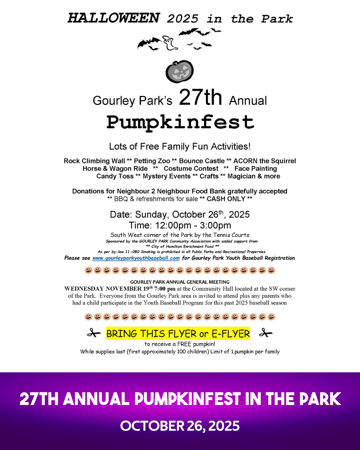 Gourley Park's 27th Annual Pumpkinfest in the Park